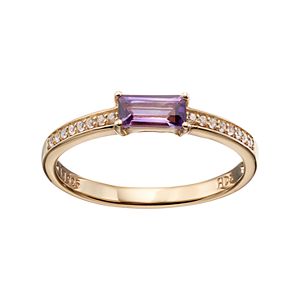 14k Gold Over Silver Amethyst & White Sapphire Stack Ring