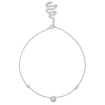 PRIMROSE Sterling Silver Cubic Zirconia Choker Necklace