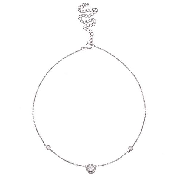 PRIMROSE Sterling Silver Cubic Zirconia Choker Necklace