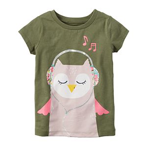 Toddler Girl Carter's Glitter Owl Graphic Tee