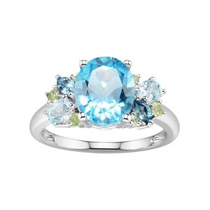Sterling Silver Blue Topaz & Peridot Ring