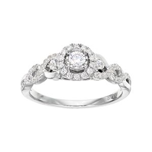 Simply Vera Vera Wang 14k White Gold 3/8 Carat T.W. Diamond Halo Engagement Ring