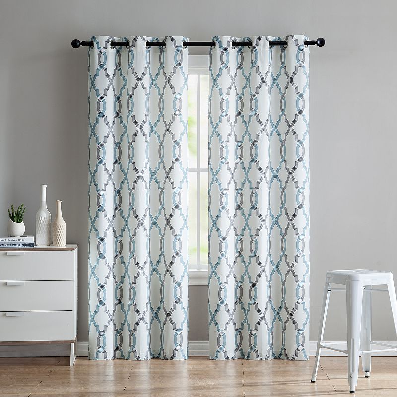 Vcny Home Caldwell Trellis Grommet 2-Piece Curtain Panel Set, 76" x 63"