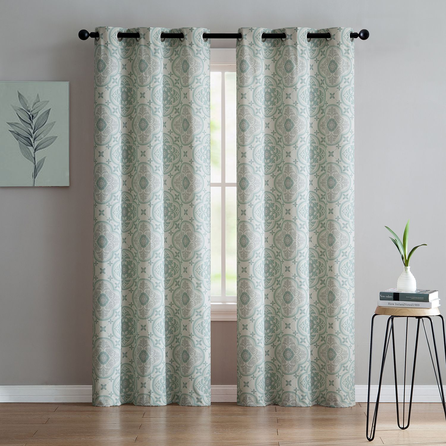 Green Geometric Curtains Drapes Window Treatments Home Decor