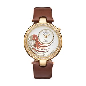 Akribos XXIV Women's Empire Diamond Parrot Leather Swiss Watch