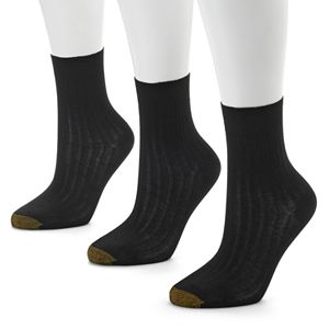 GOLDTOE 3-pk. Non-Binding Ribbed Crew Socks - Women