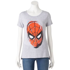 Juniors' Marvel Spiderman Split Hem Graphic Tee