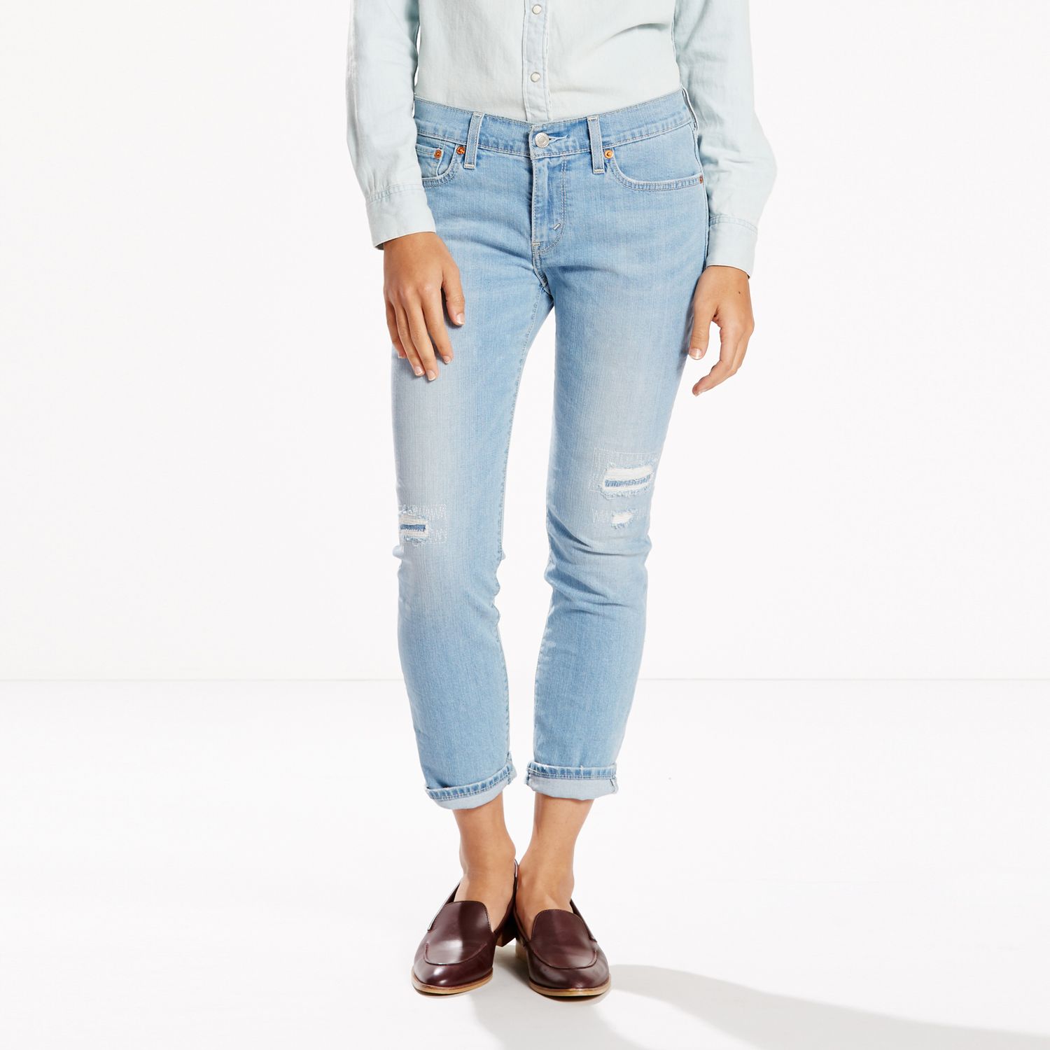 women's levi's cuffed boyfriend jeans