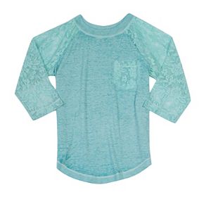 Girls 7-16 Harper & Elliott Lace Raglan Tee