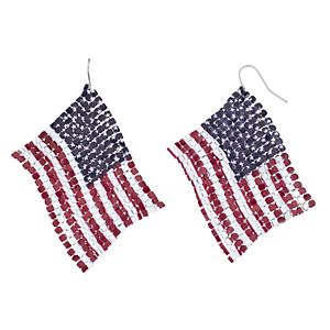 Mudd® American Flag Mesh Nickel Free Drop Earrings