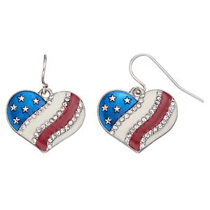 Mudd® American Flag Heart Nickel Free Drop Earrings