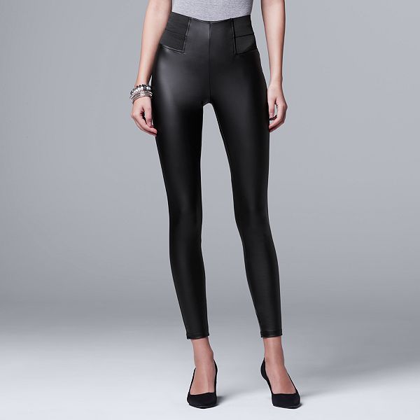 Simply Vera Vera Wang, Pants & Jumpsuits, Simply Vera Wang Faux Leather  Shaping High Rise Legging Womens Size Xl Black