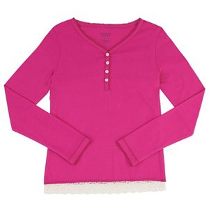 Girls Plus Size French Toast Scalloped Lace Henley