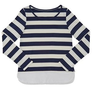 Girls Plus Size French Toast Striped Long-Sleeve Top