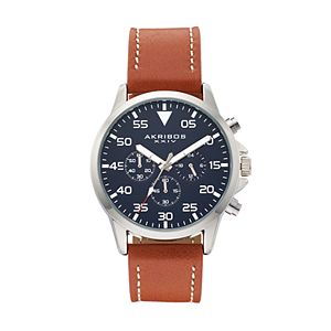 Akribos XXIV Men's Leather Swiss Watch