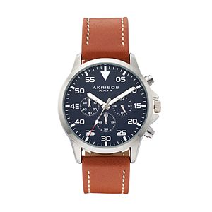 Akribos XXIV Men's Leather Swiss Watch