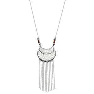 Mudd® Long Openwork Crescent Fringe Necklace