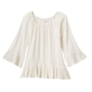 Girls Plus Size Mudd® Patterned Textured Bell Sleeve Peasant Top