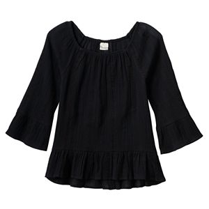 Girls 7-16 Mudd® Patterned Textured Bell Sleeve Peasant Top