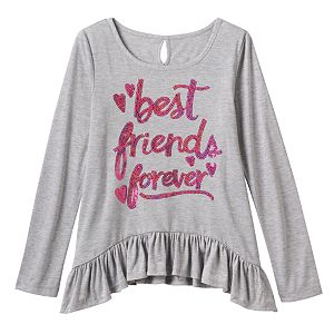 Girls Plus Size SO® Sharkbite Hem Keyhole Top