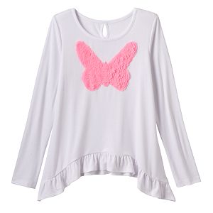 Girls Plus Size SO® Sharkbite Hem Keyhole Top