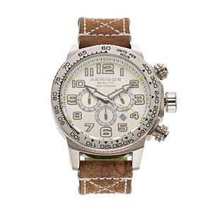 Akribos XXIV Men's Trek Leather Chronograph Watch