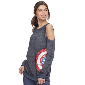 Juniors' Marvel Hero Elite Captain America Cold-Shoulder Top by Her Universe