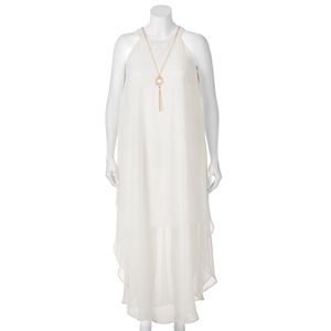 Juniors' Plus Size Wrapper Necklace Halter Maxi Dress