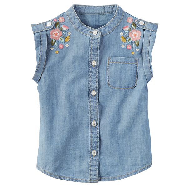 Girls 4-8 Carter's Embroidered Chambray Top