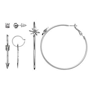 Mudd® Starburst & Arrow Hoop Earring Set