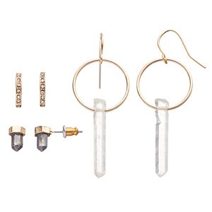 Mudd® Faceted Stone Stud & Hoop Earring Set