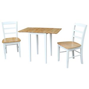 International Concepts Dual Drop Leaf Dining Table & Slat Back Chair 3-piece Set