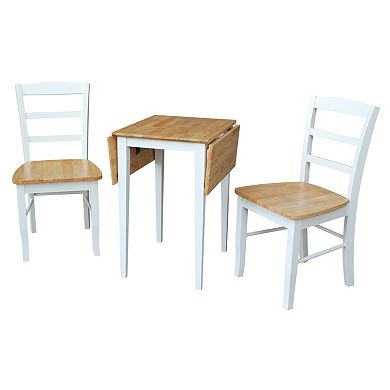 International Concepts Dual Drop Leaf Dining Table & Slat Back Chair 3-piece Set