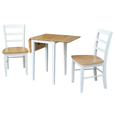 International Concepts Dual Drop Leaf Dining Table & Slat Back Chair 3-piece Set