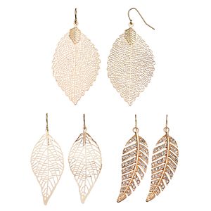 Mudd® Openwork Leaf Drop Earring Set