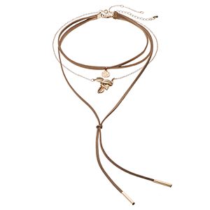 Mudd® Leaf Cluster & Faux Suede Bolo Choker Necklace Set