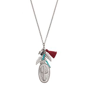 Mudd® Cactus, Feather & Tassel Charm Necklace