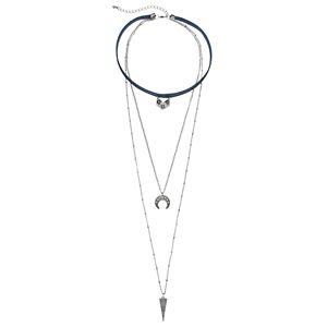 Mudd® Geometric Pendant Layered Choker Necklace