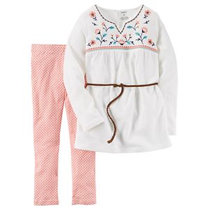 Girls 4-8 Carter's Embroidered Top & Leggings Set