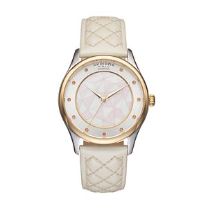 Akribos XXIV Women's Ornate Diamond Leather Watch