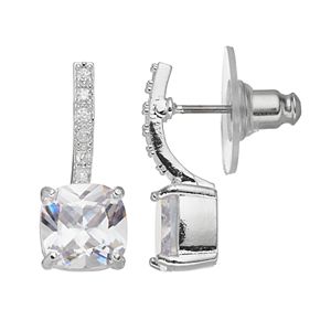 Dana Buchman Cubic Zirconia Curved Bar Nickel Free Drop Earrings