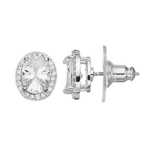 Dana Buchman Cubic Zirconia Oval Halo Nickel Free Stud Earrings