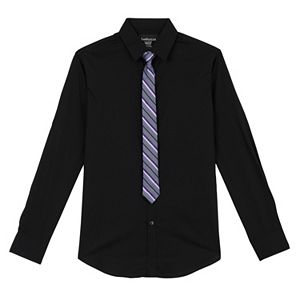 Boys 8-20 Van Heusen Solid Shirt & Striped Tie Set