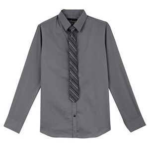 Boys 8-20 Van Heusen Solid Shirt & Striped Tie Set