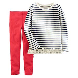 Girls 4-8 Carter's Striped Top & Solid Leggings
