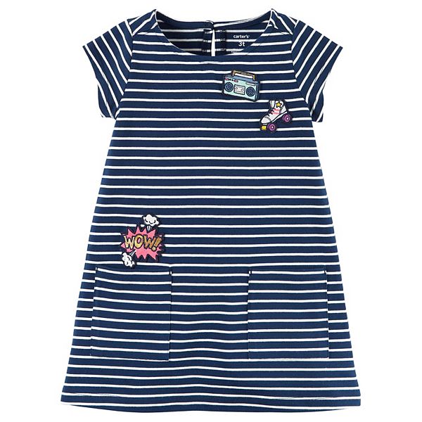 Girls 4-8 Carter's Embroidered Patch Striped Dress