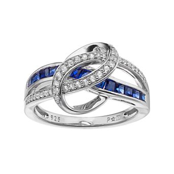 Sterling Silver Lab-Created Blue & White Sapphire Swirl Ring