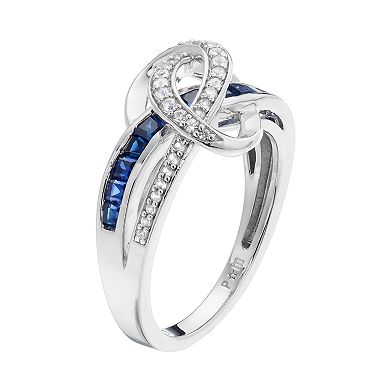 Sterling Silver Lab-Created Blue & White Sapphire Swirl Ring