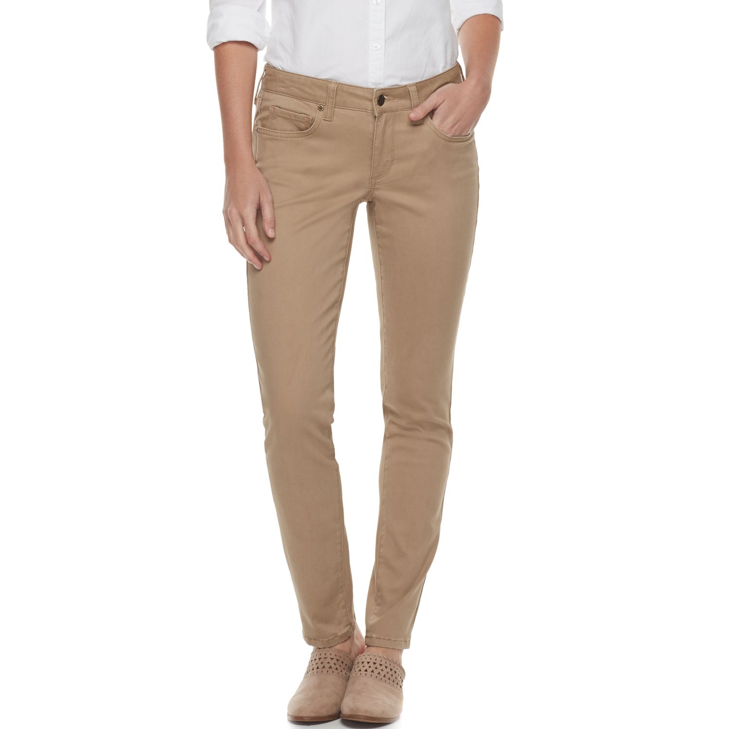 ladies khaki skinny jeans