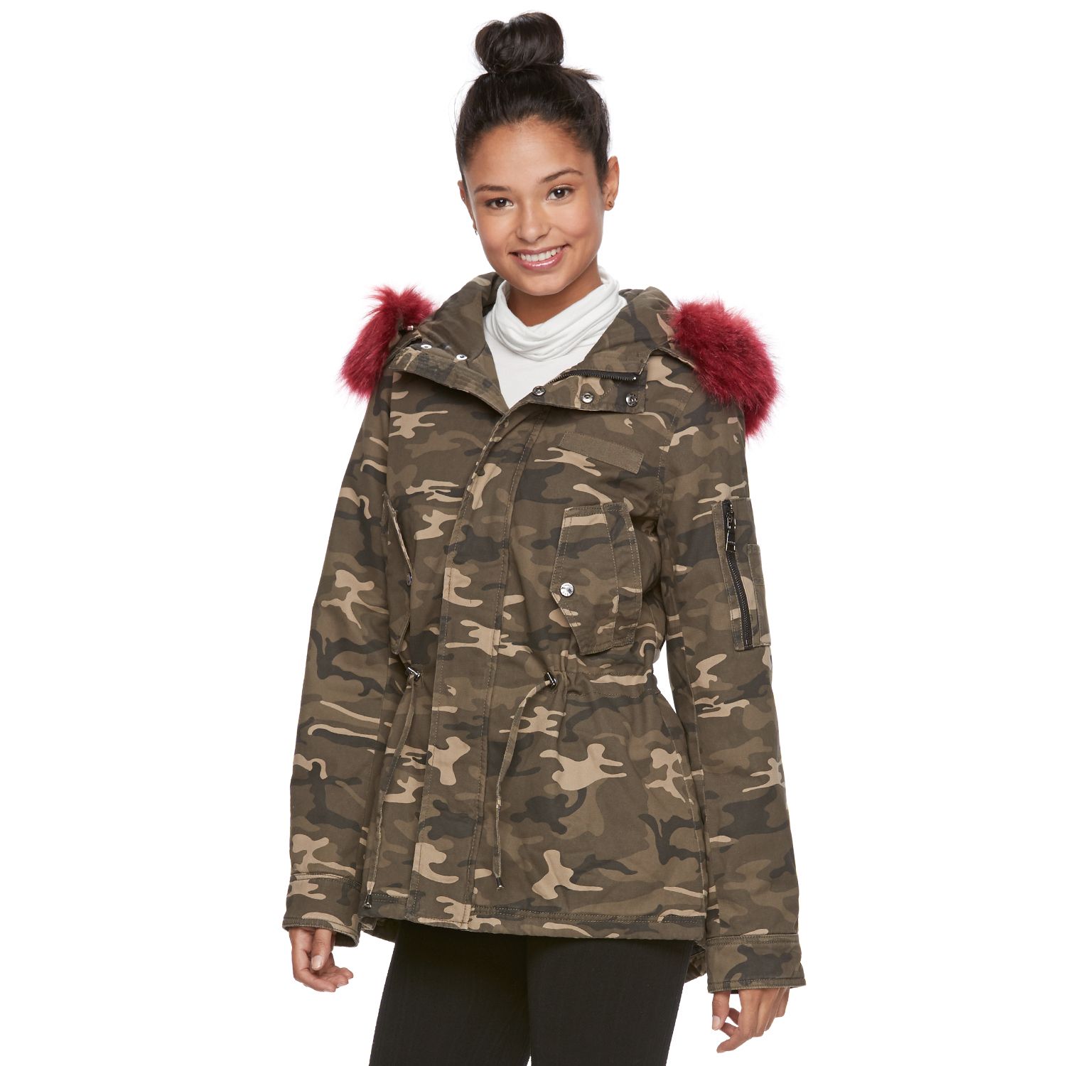 faux fur trim anorak